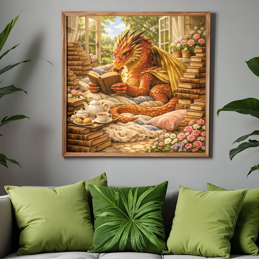 Poster Dragon de lecture cosy