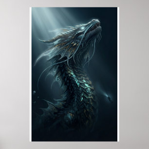 Poster Dragon de mer majestueux à écaille dorée - Guar de