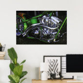 Poster DRAGON DE MOTO À CHopper SUR LA GRASSE (Bureau à domicile)