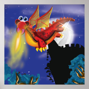 Poster Dragon de respiration incendie