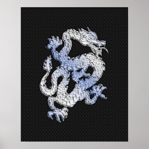 Poster Dragon de style Chrome sur la peau de serpent noir