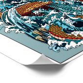 Poster Dragon d'eau japonais. Illustration (Coin)