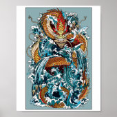 Poster Dragon d'eau japonais. Illustration (Devant)