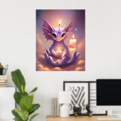 Poster Dragon d'Imaginaire aux bougies d'anniversaire (Bureau à domicile)