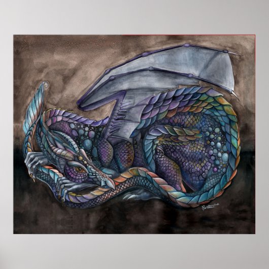 Poster Dragon d'obsidienne arc-en-ciel par Portia St Luke (Devant)