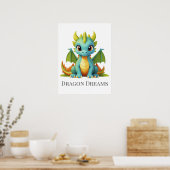 Poster Dragon Dreams Green Blue Baby Dragon Nursery (Cuisine)