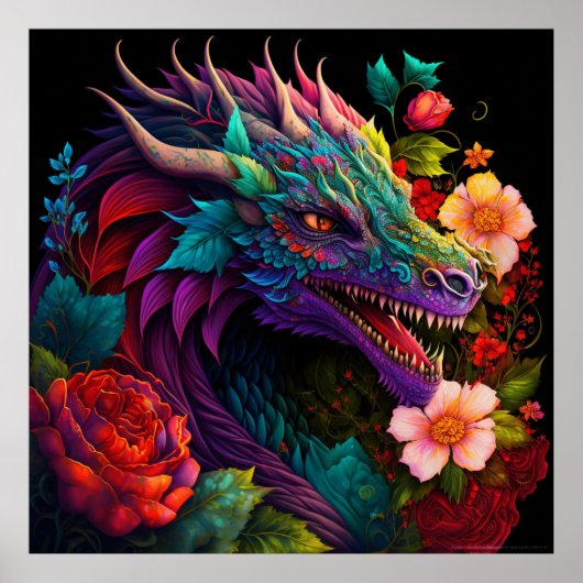 Poster Dragon du jardin floral (Devant)