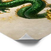 Poster Dragon Emeraude à Crinière Dorée – Créature Mythiq (Coin)