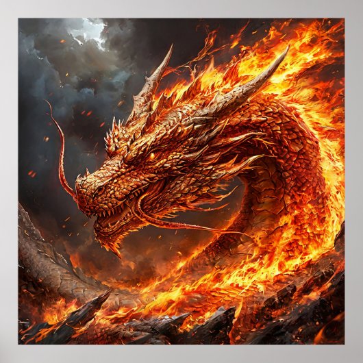 Poster Dragon en feu (Devant)