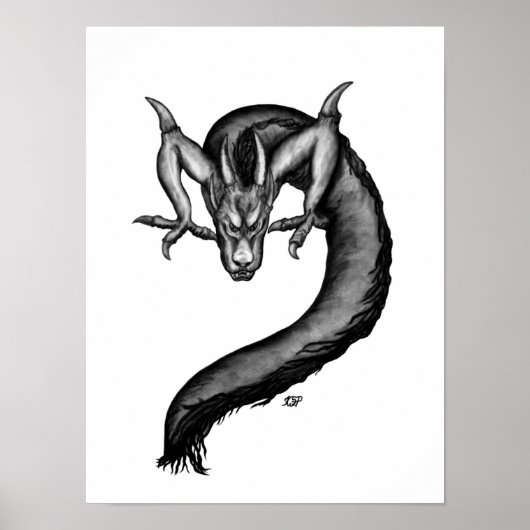 Poster Dragon en style tatouage (Devant)