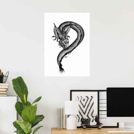 Poster Dragon en style tatouage (Bureau à domicile)