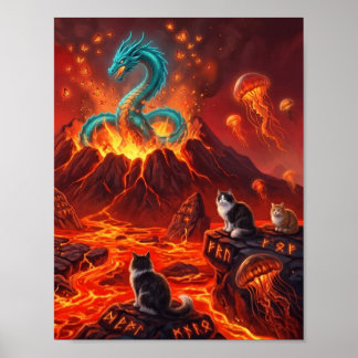 Poster dragon enflammé