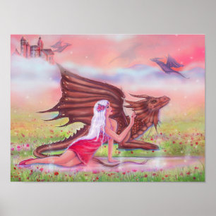 Poster Dragon et princesse "Poppy and Polly" par Renee