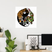 Poster dragon et tigre yin yang (Bureau à domicile)