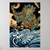 Poster Dragon et vagues I (Devant)