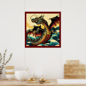 Poster Dragon européen Imaginaire - Bois coupé 2 (Cuisine)