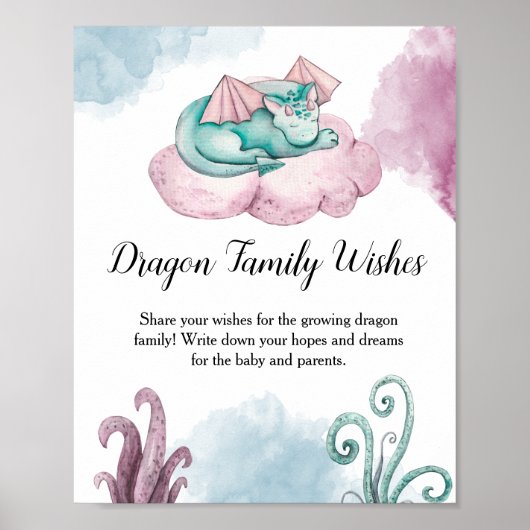Poster Dragon Family Wings Dragon Baby shower Conseils (Devant)