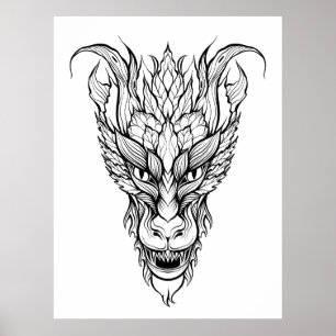 Poster Dragon feuille
