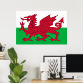 Poster Dragon gallois ~ Drapeau du Pays de Galles (Bureau à domicile)