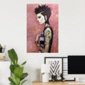 Poster Dragon Girl - Art original de Dori Hartley (Bureau à domicile)