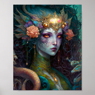 Poster Dragon Goddess Queen Imaginaire Art