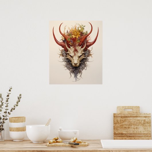 Poster Dragon Head 6 cornes (Cuisine)