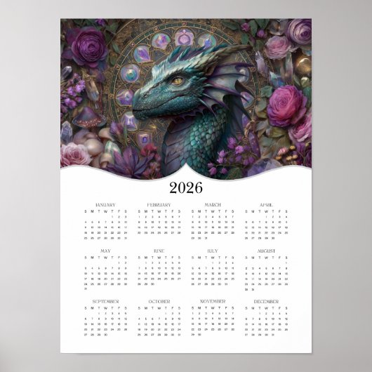 Poster Dragon Imaginaire Art 2026 Calendrier de l'année c (Devant)