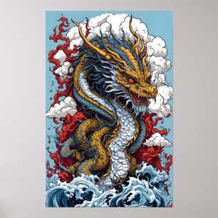 Poster Dragon japonais