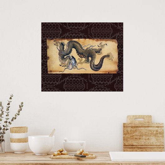 Poster Dragon japonais de tatouage d'art - Imprimer (Cuisine)