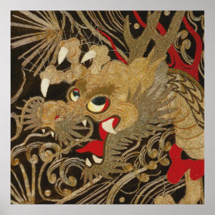 Poster Dragon japonais vintage
