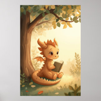 Poster Dragon Lecture Nursery Livre de Contes Fantastique