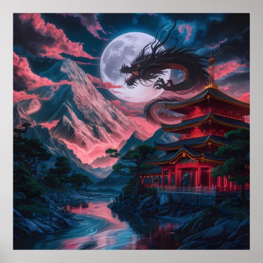 Poster Dragon Moon Mountains (Devant)