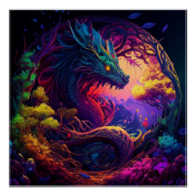 Dragon mystique Imaginaire forestier enchâssé
