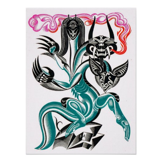 Poster Dragon mythique à 3 têtes (Devant)