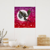 Poster Dragon Noir - Créature Fantastique Mythique Ciel R (Cuisine)