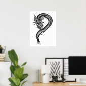 Poster Dragon noir et blanc (Bureau à domicile)