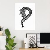 Poster Dragon noir et blanc (Bureau à domicile)