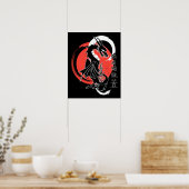 Poster Dragon noir, lune rouge (Cuisine)