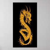 Poster Dragon oriental doré 02 (à gauche) (Devant)