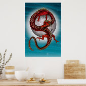 Poster Dragon Oriental Rouge - Créature Fantastique Mythi (Cuisine)