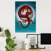 Poster Dragon Oriental Rouge - Créature Fantastique Mythi (Bureau à domicile)