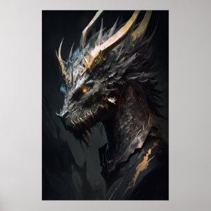 Poster Dragon Portrait Animal Nature Faune Peinture