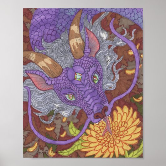 Poster Dragon pourpre en fleur (Devant)