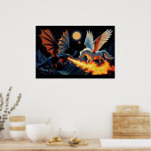 Poster Dragon qui souffle du feu et Pégase (Cuisine)