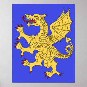 Poster Dragon rampant Or