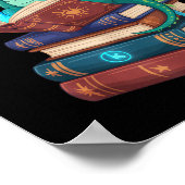 Poster Dragon Reading Books Fantasy Lovers Mythical Creat (Coin)