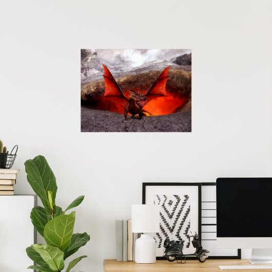 Poster Dragon rouge (Bureau à domicile)