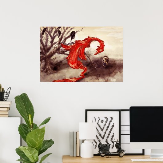 Poster Dragon rouge (Bureau à domicile)
