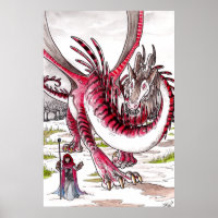 Dragon rouge en fonte de neige