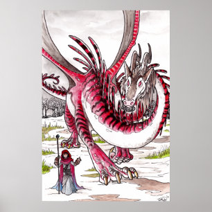 Poster Dragon rouge en fonte de neige